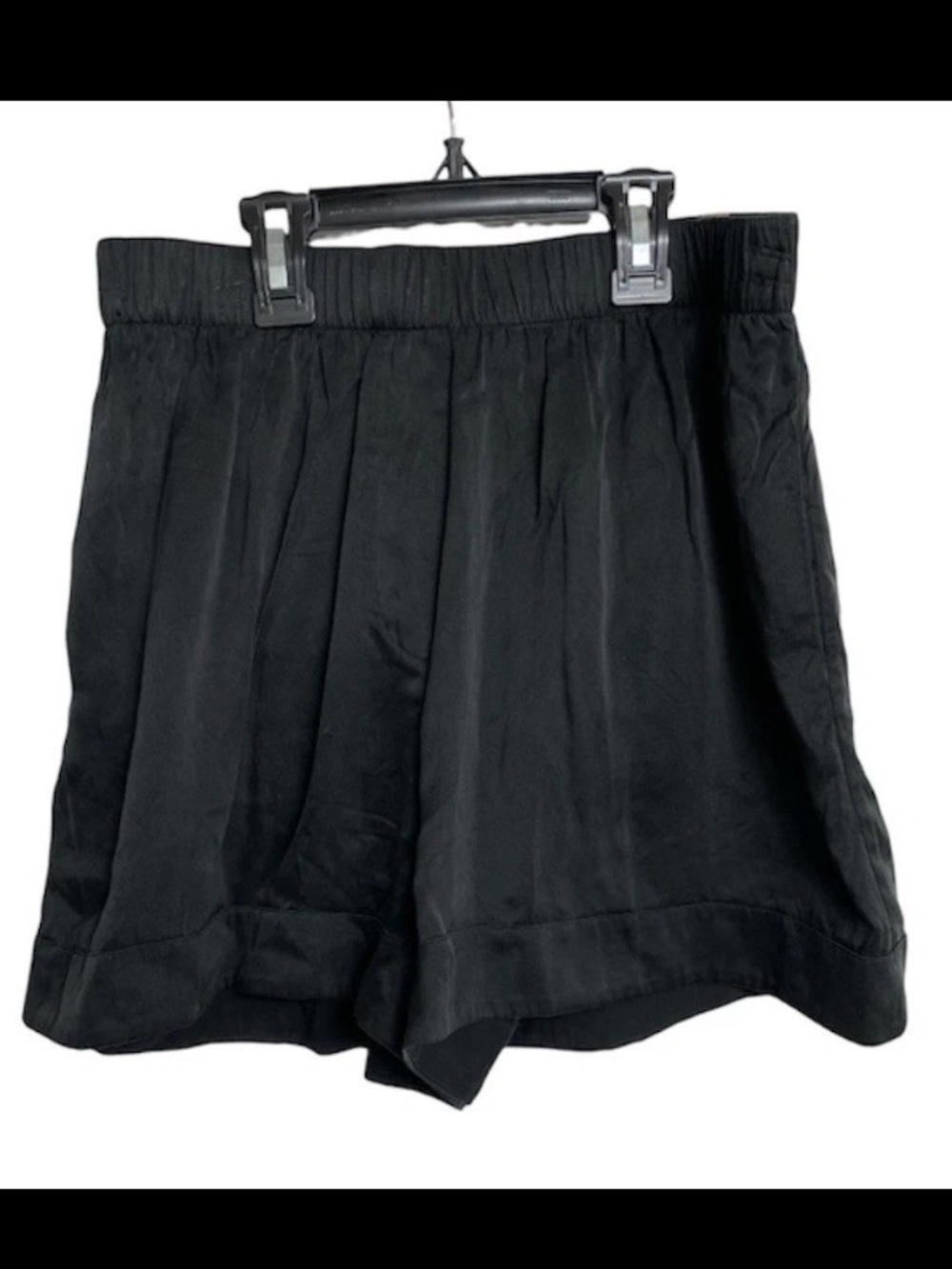 Lunya Black 100% Washable Silk Sleep Shorts Women size S Elastic Waist Pockets